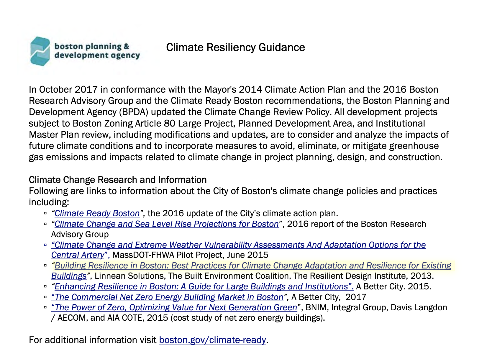 Boston Climate-Resiliency Guidance -Checklist 2017 revised